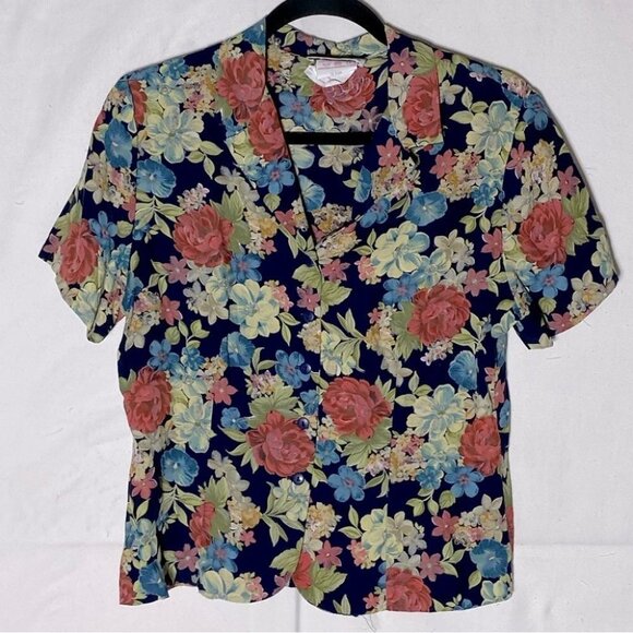 Vintage Braemar Floral Button Up Blouse L - Picture 11 of 11